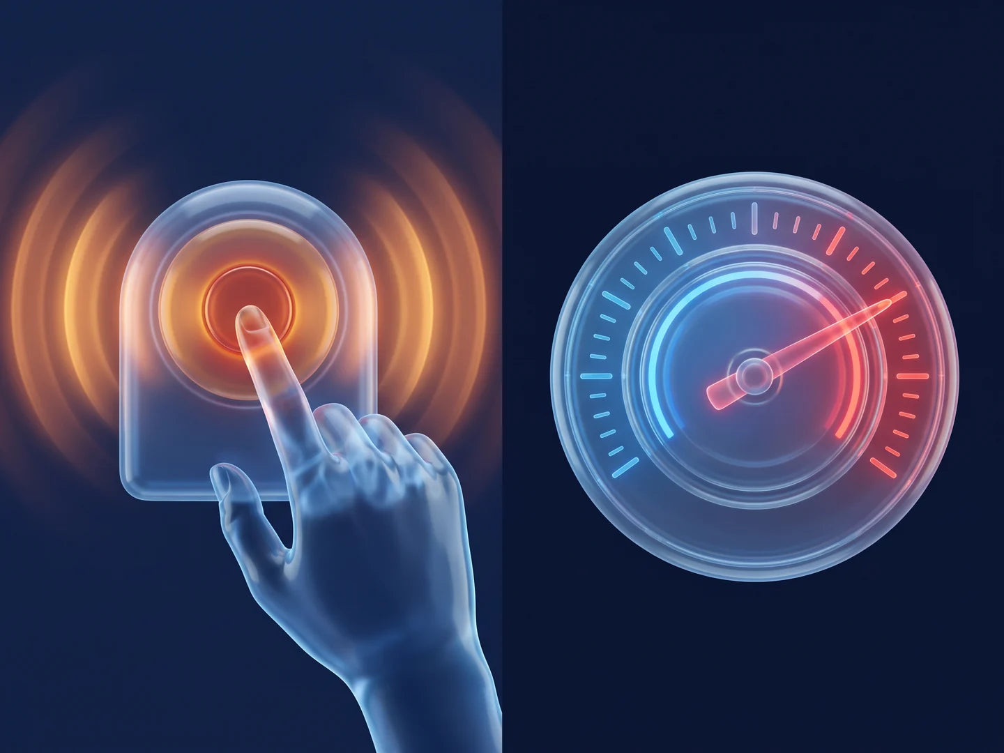 Illustration: a hand mutes a ringing alarm beside a thermostat dial still in the red zone.