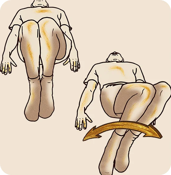 Illustration: bent knees falling gently side to side
