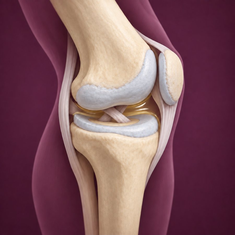 The same knee with cartilage worn rough