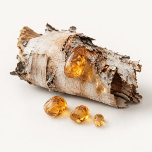 Bark with amber resin tears